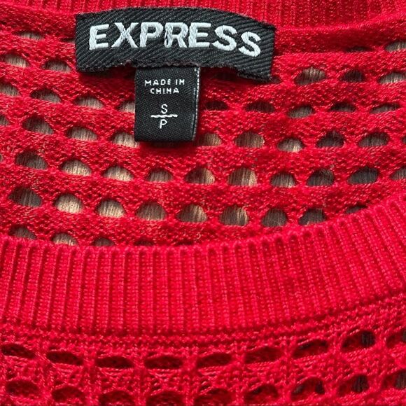 EXPRESS Red Open Knit Mesh Long Sleeves SMALL - Picture 11 of 13